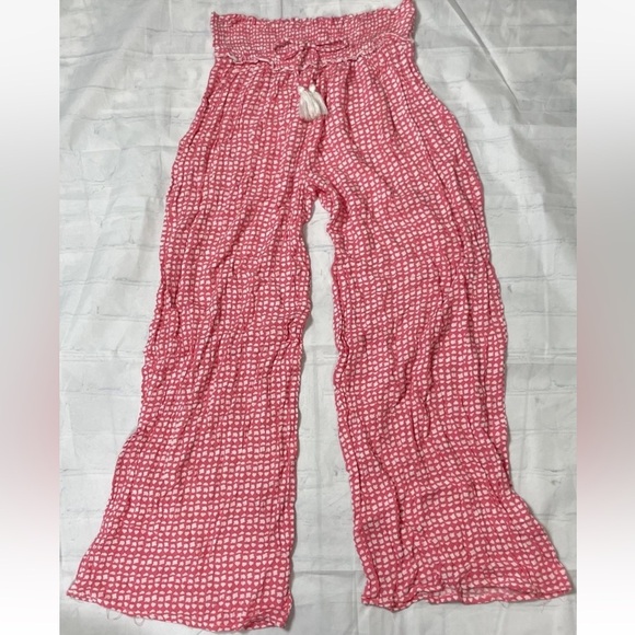 Kiwi & Punch Pull On Pink Pants Wide Leg Beach Coastal Lightweight palazzo Small - Picture 1 of 16